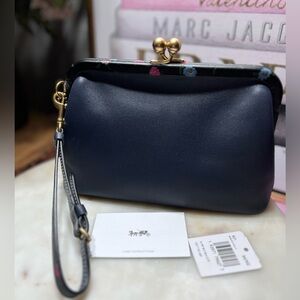 Coach 1941 Kisslock Clutch Black Floral Women's Bag NWT